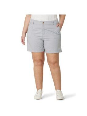 Lee Womens Plus Size 7"Anytime Casual Stretch Walking Hiking Shorts Grey Size 26